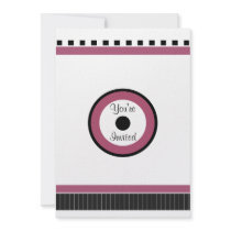 Bistro Party in Black White and Pink 2 Personalized Invites