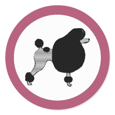 Bistro Poodle Round Sticker by PaperExpressions