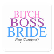 Bitch Boss Bride, Any Questions? Round Stickers