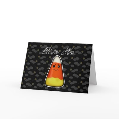 Bite Me, Cute Angry Candy Corn Cartoon Design by cutencomfy