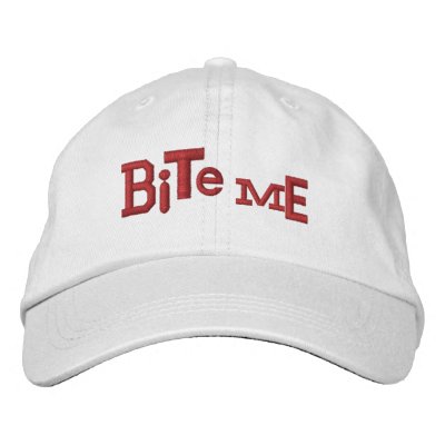 BITE ME Eclectic Halloween Embroidery Hat Embroidered Baseball Cap by cdandc