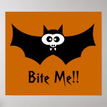 Bite Me Halloween Bat Poster