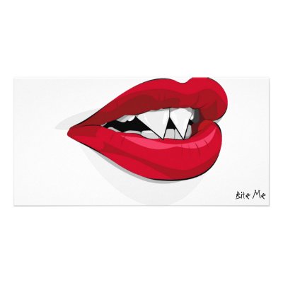 Bite Me Vampira Mouth Photo Cards by HalloweenSpirit