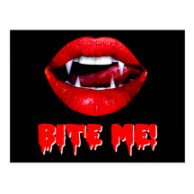 Bite Me Vampire Halloween Post Card