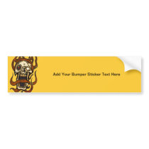 Biting Cyborg Skull Bumper Sticker