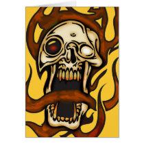 Biting Cyborg Skull Greeting Card