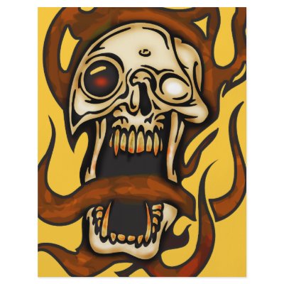 Biting Cyborg Skull Full Color Flyer by sagart1952