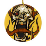 Biting Cyborg Skull Ornament