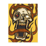 Biting Cyborg Skull Postcard