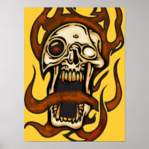 Biting Cyborg Skull Print