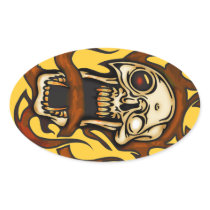 Biting Cyborg Skull Stickers