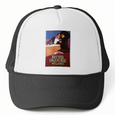 Bitter Pastore Milano Vintage Wine Drink Ad Art Hats by redwingshoppe