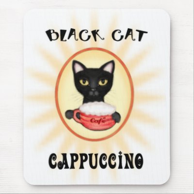 Blac Cat Cappuccino Mousepad by jamiecreates1