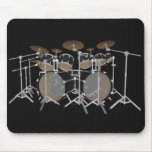 Black 10 Piece Drum Kit - Black Mousepad: Drums