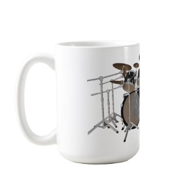 Black 10 Piece Drum Kit - Coffee Mug by spiritswitchboard