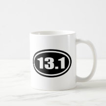Black 13.1 Half Marathon Oval Mug