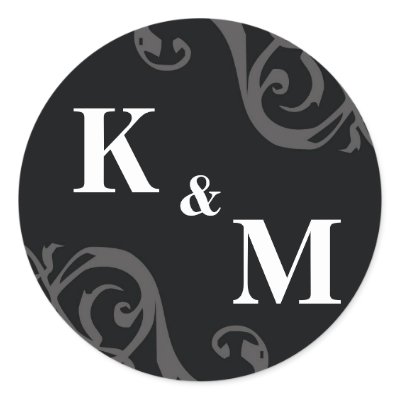 Black 2 initial letter monogram favour tag seal by FidesDesign