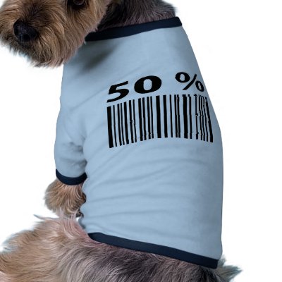 black 50 per cent barcode icon doggie tee shirt by TomaniacLines