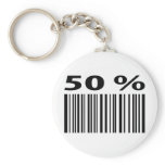 black 50 per cent barcode icon keychain