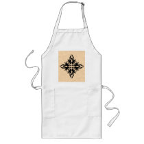 Black Abstract Design on Parchment Effect Pattern Aprons