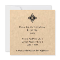 Black Abstract Design on Parchment Effect Pattern Personalized Invitations
