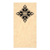 Black Abstract Design on Parchment Effect Pattern Personalized Photo Card