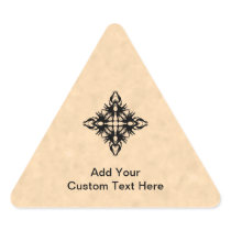 Black Abstract Design on Parchment Effect Pattern Triangle Sticker