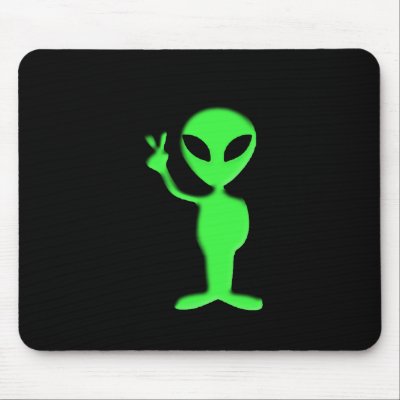 black alien peace mouse pad by trish1968