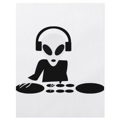 black alien turn tables dj icon personalized flyer by TomaniacLines