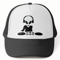 black alien turn tables dj icon hat