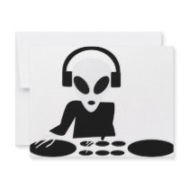 black alien turn tables dj icon custom invitations