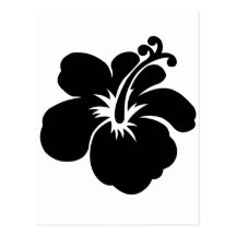 Black aloha flower postcards
