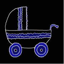 Black and Blue Baby Stroller. Photo Sculptures