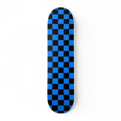 Black and Blue Chequerboard Skateboard by cyclegirl