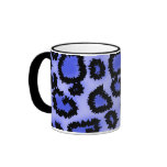 Black and Blue Leopard Print Pattern. Coffee Mug