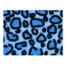 Black and Blue Leopard Print Pattern. Postcards