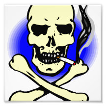 black and blue skull and crossbones smoking photo