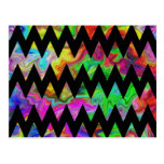 Black and Bright Multicolored Zigzags. postcards
