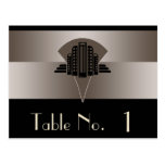 Black and Bronze Art Deco Tower Table Number Postcard