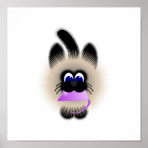 Black And Brown Cat Carrying A Pale Purple Mouse Posters