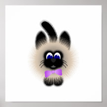Black And Brown Cat With Pale Purple Tie Posters