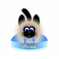 Black And Brown Cat With Pastel Tie In A Bed