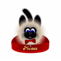 Black And Brown Cat With Red Tie In A Bed
