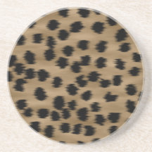 Black and Brown Cheetah Print Pattern. Coaster