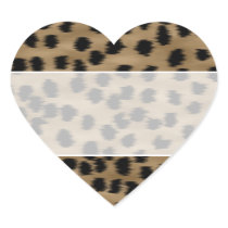 Black and Brown Cheetah Print Pattern. Heart Sticker