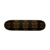 Black and Brown Floral Pattern Design. Custom Skate Board