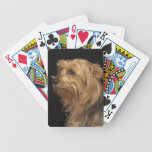 Black and brown Yorkie left profile on black Playing Cards