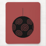 Black and Burgundy Red Christmas Bauble. Custom mousepads
