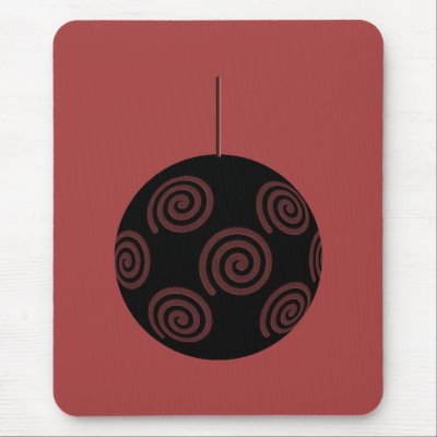 Black and Burgundy Red Christmas Bauble. Mouse Pads by Graphics_By_Metarla