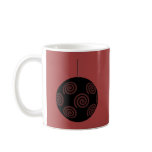 Black and Burgundy Red Christmas Bauble. Coffee Mugs